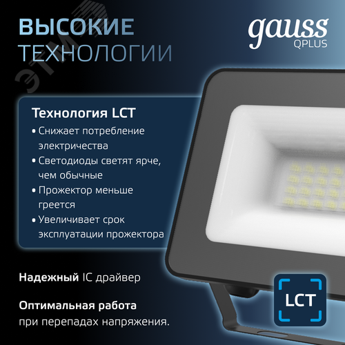 Прожектор светодиодный ДО 20 Вт 2200 Лм 6500К AC 220В IP65 102х28х125мм матированное закаленное стекло Qplus - фото 8