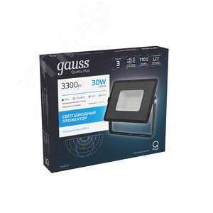 Прожектор Gauss Qplus 30W 3600lm 6500K 175-265V IP65 черный LED 1/10 613511330 GAUSS - 4