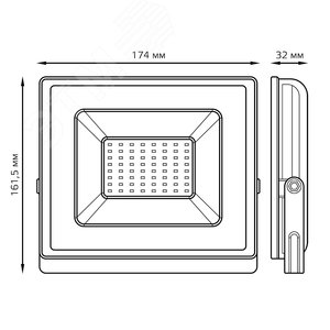 Прожектор светодиодный ДО 50 Вт 4490 лм 3000К AC 220В Черный IP65 162х174х32мм Elementary G2 Gauss - фото 4