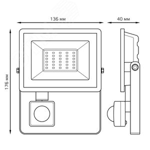 Прожектор светодиодный ДО 30 Вт 2850 Лм 6500К AC 220В IP65 176х136х40мм с датчиком движения Elementary-S - фото 7
