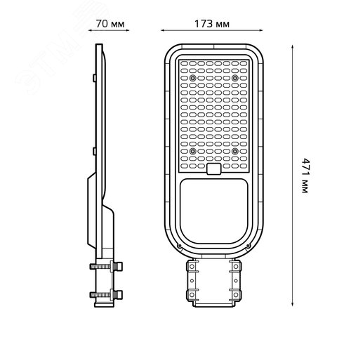 Светильник уличный консольный ДКУ 150 Вт 15000 лм 6500К AC 220В IP65 471х173х70мм широкая КСС Ш Avenue - фото 5