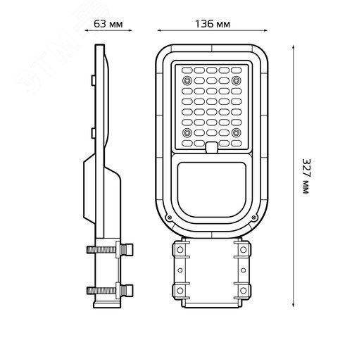 Светильник уличный консольный ДКУ 50 Вт 5000 лм 6500К AC 220В IP65 327х136х63мм широкая КСС Ш Avenue - фото 6