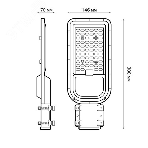 Светильник уличный консольный ДКУ 80 Вт 8000 лм 6500К AC 220В IP65 380х146х70мм широкая КСС Ш Avenue - фото 7