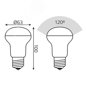 Лампа светодиодная LED 8 Вт 650 лм 3000К AC180-240В E27 грибок R63 теплая  Elementary Gauss 63218 GAUSS - 7