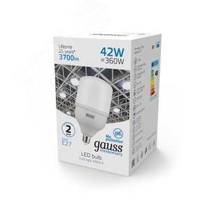 Лампа светодиодная LED 42 Вт 3700 лм 6500К цилиндр Т120 холодный E27 AC 220В Elementary - фото 3