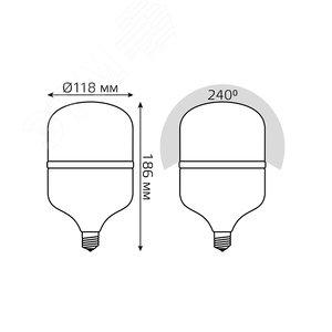 Лампа светодиодная LED 42 Вт 3700 лм 6500К цилиндр Т120 холодный E27 AC 220В Elementary - фото 6