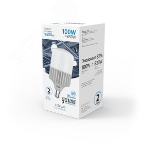 Лампа светодиодная LED 100 Вт 9500 лм 6500К цилиндр Т160 холодный E40 AC 220В Elementary - фото 4