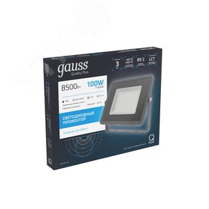 Прожектор Gauss Qplus 100W 10500lm 6500K 175-265V IP65 графитовый LED 1/4 690511100 GAUSS - 4