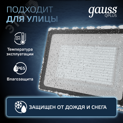 Прожектор светодиодный ДО 150 Вт 15750 Лм 6500К AC 220В IP65 250х32х335мм матированное закаленное стекло Qplus - фото 3