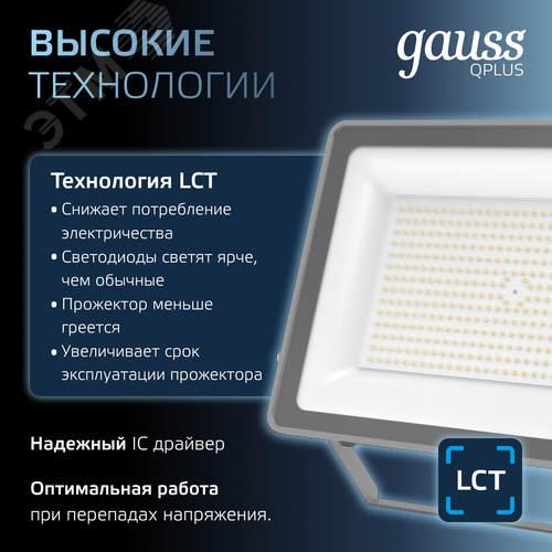 Прожектор светодиодный ДО 150 Вт 15750 Лм 6500К AC 220В IP65 250х32х335мм матированное закаленное стекло Qplus - фото 8