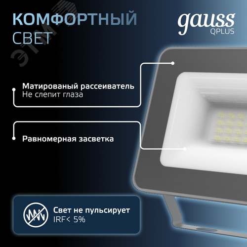 Прожектор светодиодный ДО 20 Вт 2100 Лм 6500К AC 220В IP65 102х28х125мм матированное закаленное стекло Qplus - фото 6