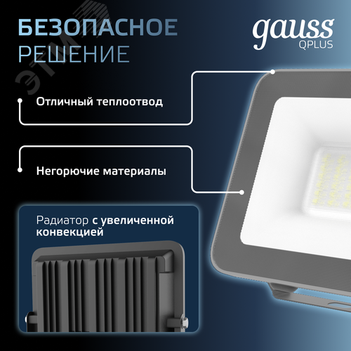 Прожектор светодиодный ДО 30 Вт 3150 Лм 6500К AC 220В IP65 128х28х160мм матированное закаленное стекло Qplus - фото 7