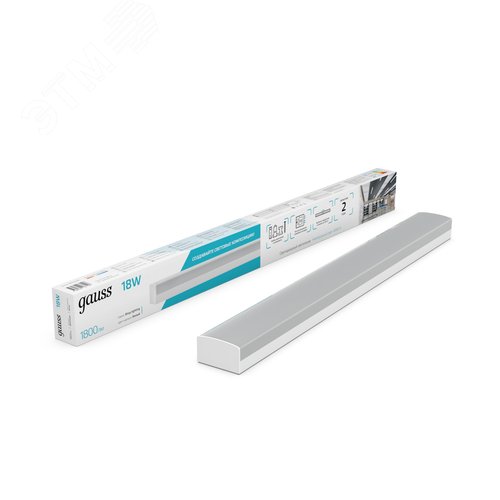 Светильник светодиодный линейный ДПО 18 Вт 1800 лм 4000К AC 220В Белый IP40 590х60х36мм сквозная проводка соеденяется в линию крепления в комплекте Shop Lighting - фото 2