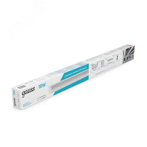 Светильник светодиодный линейный ДПО 18 Вт 1800 лм 4000К AC 220В Белый IP40 590х60х36мм сквозная проводка соеденяется в линию крепления в комплекте Shop Lighting - фото 4