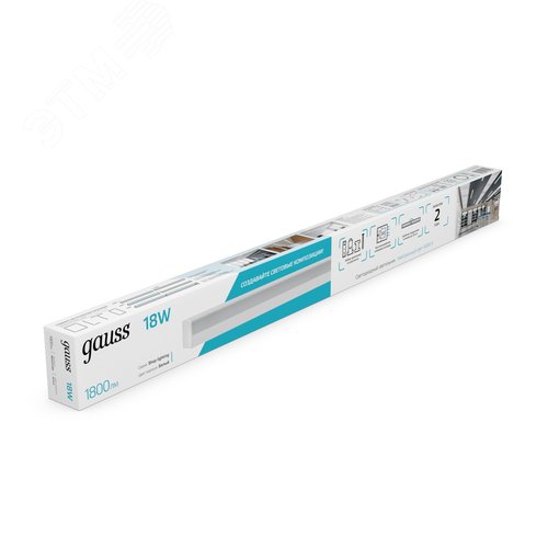 Светильник светодиодный линейный ДПО 18 Вт 1800 лм 4000К AC 220В Белый IP40 590х60х36мм сквозная проводка соеденяется в линию крепления в комплекте Shop Lighting - фото 5