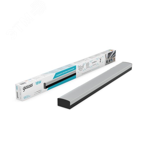 Светильник светодиодный линейный ДПО 18 Вт 1800 лм 4000К AC 220В Черный IP40 590х60х36мм сквозная проводка соеденяется в линию крепления в комплекте Shop Lighting - фото 2