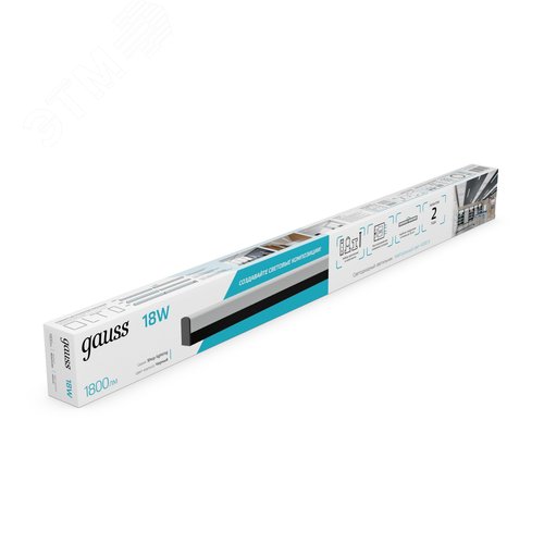 Светильник светодиодный линейный ДПО 18 Вт 1800 лм 4000К AC 220В Черный IP40 590х60х36мм сквозная проводка соеденяется в линию крепления в комплекте Shop Lighting - фото 5