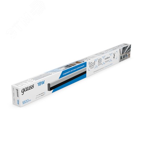 Светильник светодиодный линейный ДПО 18 Вт 1800 лм 6500К AC 220В Черный IP40 590х60х36мм сквозная проводка соеденяется в линию крепления в комплекте Shop Lighting - фото 4