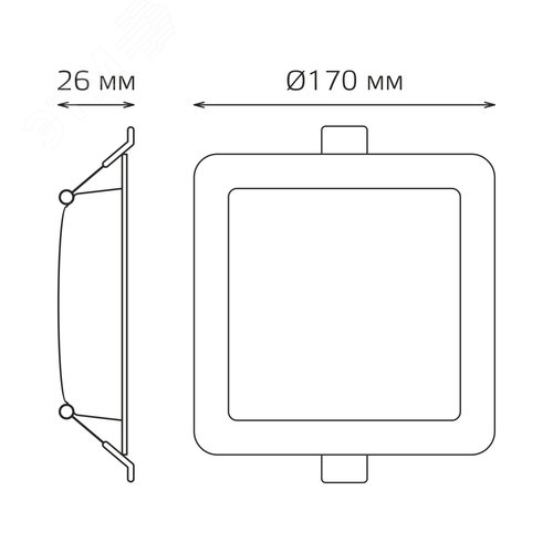 Светильник светодиодный ДВО 18 Вт 1600 лм 4000К AC 220В IP20 квадрат 170х170х26мм монт разм 140х140мм Пластик Basic - фото 17