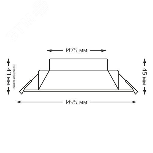 Светильник светодиодный ДВО 5 Вт 400 лм 4000К AC 220В IP54 круг D90х44мм монт d75мм Пластик Basic - фото 15