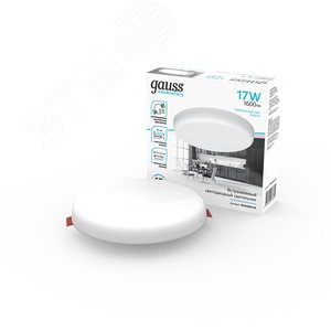 Светильник светодиодный даунлайт ДВО 17 Вт 1600 лм 4000К AC 220В IP20 круг D119х29мм монт d95мм Алюминий безрамочный Elementary - фото 4