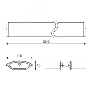 Светильник ДПО под лампу 2хG13 AC 220В IP40 1240х118х40мм для LED ламп 2х1200 мм сквозная проводка соединяется в линию ЛАЙТ - фото 4