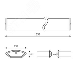 Светильник ДПО под лампу 2хG13 AC 220В IP40 632х118х40мм для LED ламп 2х600мм сквозная проводка соединяется в линию ЛАЙТ - фото 4