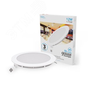 Светильник светодиодный ДВО 12 Вт 990 лм 6500К AC 220В IP20 круг D170х22мм монт d155мм Алюминий тонкий Slim - фото 2