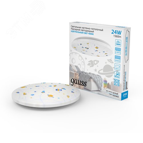 Светильник светодиодный ДБО 24 Вт 1560 лм 4000К AC 220В IP20 D380х63мм Динозавр - фото 3