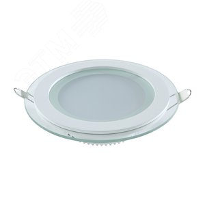 Светильник светодиодный ДВО 6 Вт 490 лм 4000К AC 220В IP20 круг D100х36мм монт d70мм Алюминий с декоративным стеклом Glass - фото 1