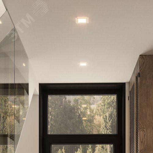 Светильник светодиодный даунлайт ДВО 6 Вт 450 лм 3000К AC 220В IP20 квадрат 100х100х36мм монт разм 70х70мм Алюминий с декоративным стеклом Glass - фото 16