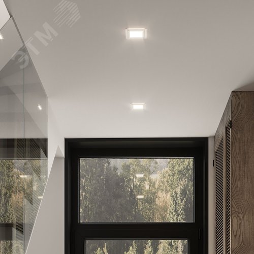 Светильник светодиодный даунлайт ДВО 6 Вт 490 лм 4000К AC 220В IP20 квадрат 100х100х36мм монт разм 70х70мм Алюминий с декоративным стеклом Glass - фото 15