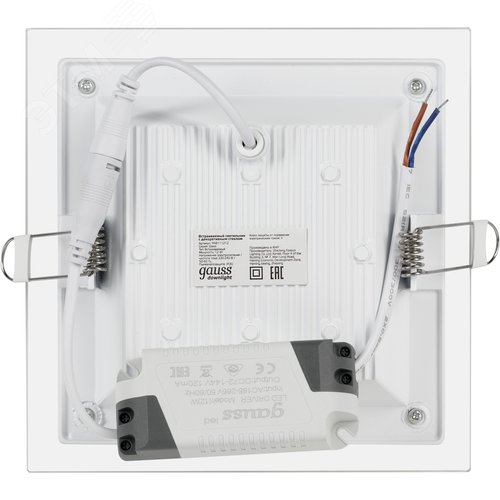 Светильник светодиодный даунлайт ДВО 12 Вт 990 лм 4000К AC 220В IP20 квадрат 160х160х36мм монт разм 118х118мм Алюминий с декоративным стеклом Glass - фото 12