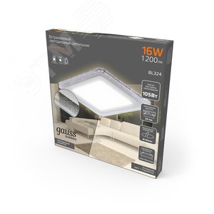 Светильник светодиодный ДВО 16 Вт 1200 лм 3000К AC 220В IP20 квадрат 192х192х31мм монт разм 160х160мм Алюминий 2 режима работы фоновая подсветка Bubbles - фото 3