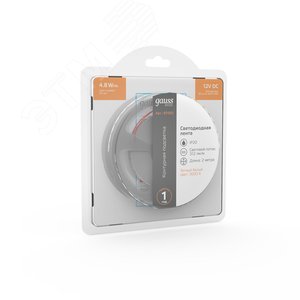 Лента светодиодная 4.8 Вт/м DC 12В 3000К IP20 60LED SMD2835 (блистер 2м) 312 лм/м Basic - фото 5