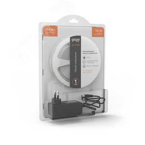Комплект светодиодной ленты 14.4 Вт/м DC 12В 3000К IP20 120LED SMD2835 (с драйвером блистер 5м) 1400 лм/м Basic - фото 4