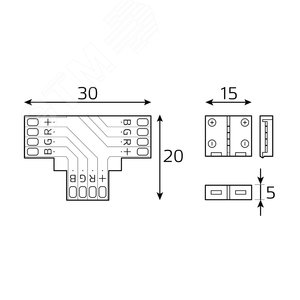 Набор коннекторов для светодиодной RGB ленты 5050 10мм Т-образный RGB 3014/5050/5060/5630 Basic - фото 4