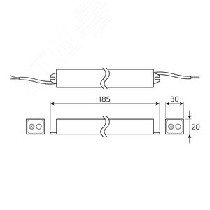 Блок питания для светодиодной ленты 25 Вт AC 176-264В Uвых 12В IP67 220х30х20мм Basic - фото 5