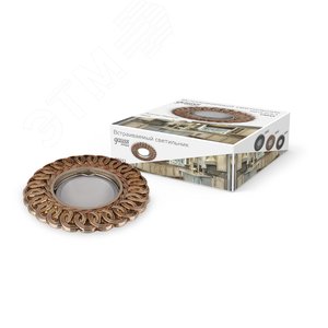 Светильник точечный встраиваемый под лампу ДВО GU5.3 1х35 Вт 12В IP20 монт d65 мм Золотой Antique - фото 3