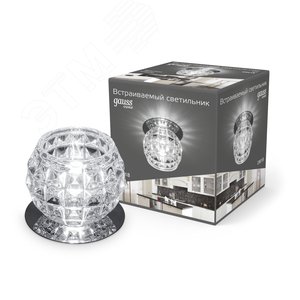 Светильник точечный встраиваемый под лампу ДВО G9 1х35 Вт 110-240В IP20 монт d50 мм Хром Crystal - фото 2