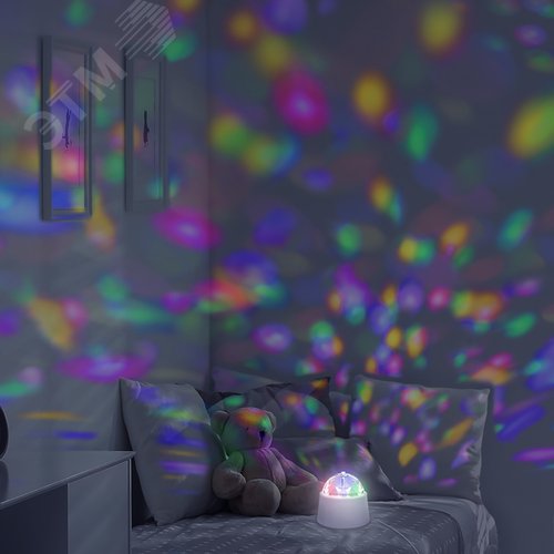 Светильник настольный 3 Вт Белый IP20 с фиксированной проекцией ДИСКО с кабелем электропитания и выключателем MOOD - фото 6