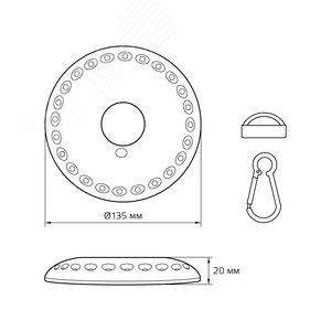 Фонарь светодиодный кемпинговый 300 лм белый IP33 на батарейках 3xAA магнит и карабин GFL - фото 7