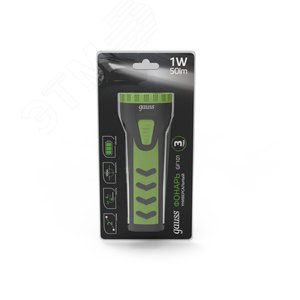 Фонарь светодиодный ручной 1 Вт 50 лм черный IP3X аккумуляторный Lead acid 250мАч GFL - фото 5