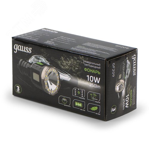 Фонарь светодиодный ручной 10 Вт 50 лм черный IP33 аккумуляторныйуляторный Li-ion 1200мАч GFL - фото 2