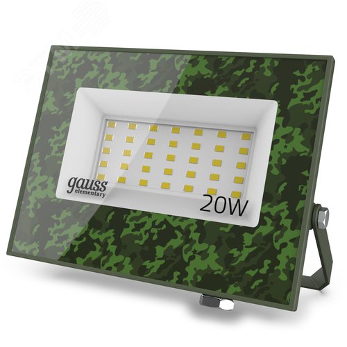 Прожектор светодиодный ДО 20 Вт 1800 лм 6500К AC 220В Зеленый IP65 121х92х30мм ХАКИ Elementary - фото 1