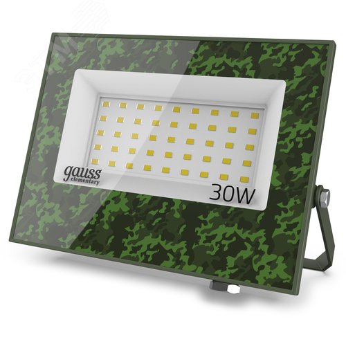 Прожектор светодиодный ДО 30 Вт 2700 лм 6500К AC 220В Зеленый IP65 142х108х32мм ХАКИ Elementary - фото 1