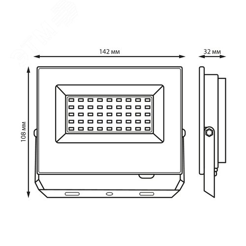 Прожектор светодиодный ДО 30 Вт 2700 лм 6500К AC 220В Зеленый IP65 142х108х32мм ХАКИ Elementary - фото 6