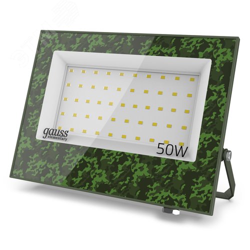Прожектор светодиодный ДО 50 Вт 4500 лм 6500К AC 220В Зеленый IP65 182х141х32мм ХАКИ Elementary - фото 1
