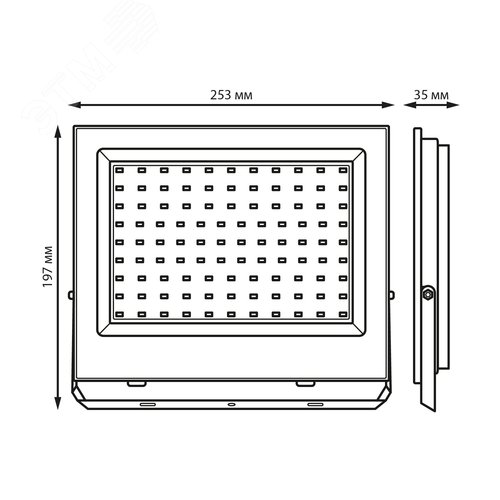 Прожектор светодиодный ДО 100 Вт 9500 лм 6500К AC 220В Зеленый IP65 253х197х35мм ХАКИ Elementary - фото 6