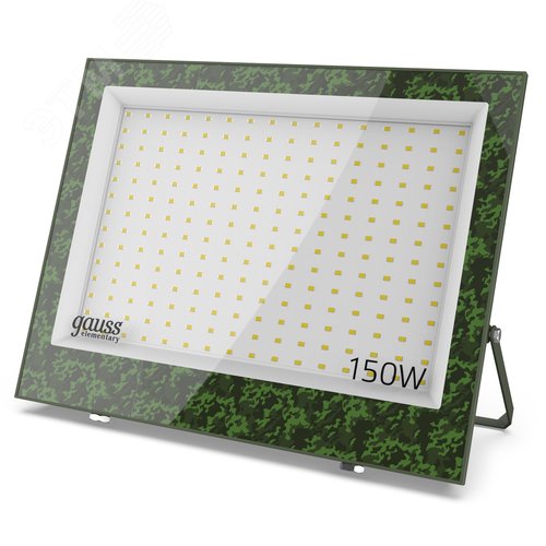 Прожектор светодиодный ДО 150 Вт 13500 лм 6500К AC 220В Зеленый IP65 317х236х35мм ХАКИ Elementary - фото 1